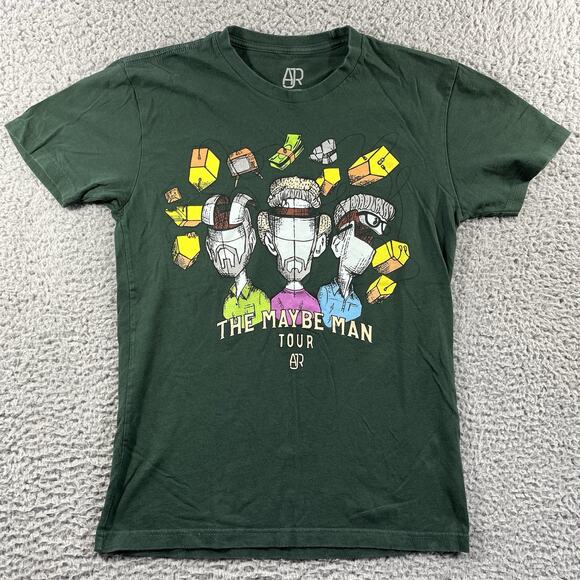 AJR THE MAYBE MAN TOUR 2024 T SHIRT ADULT SMALL GREEN DOUBLE SIDED BAND TEE - Picture 1 of 7